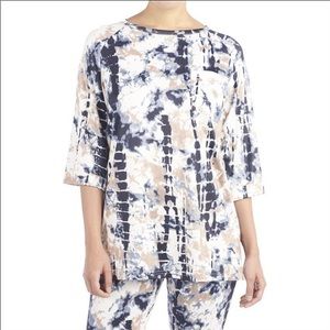 Coco & Carmen Emery Lightweight Elbow Sleeve Brown & Navy Print NEW Boutique